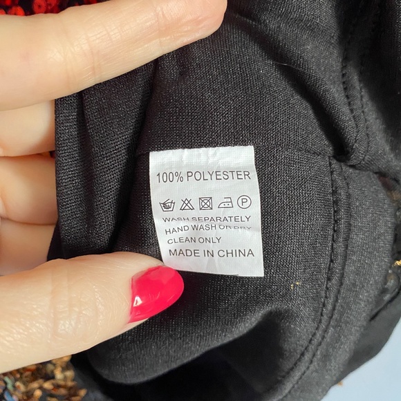 PRETTY GUIDE V-back All Over Sequins Party Dress Sleeveless Black Red Gold - Picture 9 of 11